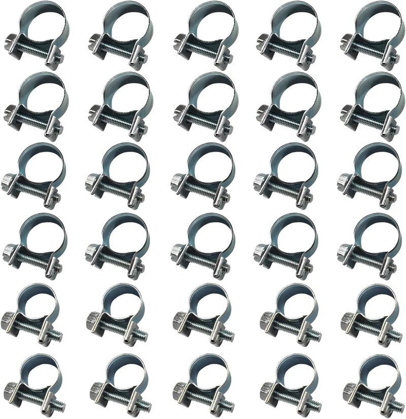 ZIMISI 30PCS 1/4" 5/16" 3/8" Fuel Injection Gas Line Hose Clamps, Stainless Steel Fuel Line Hose Clamp Assortment Kit, Adjustable Pipe Clamp for Automotive, Diesel Petrol Pipe - Image 1